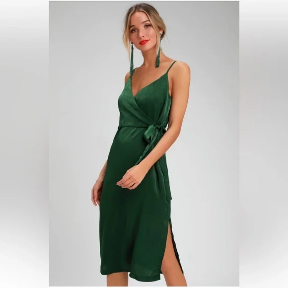 with love satin midi dress AKIRA With Love Collared Satin Midi Dress